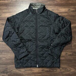 VINTAGE 2000s NIKE Black Quilted Jacket Khaki Logo - Size M